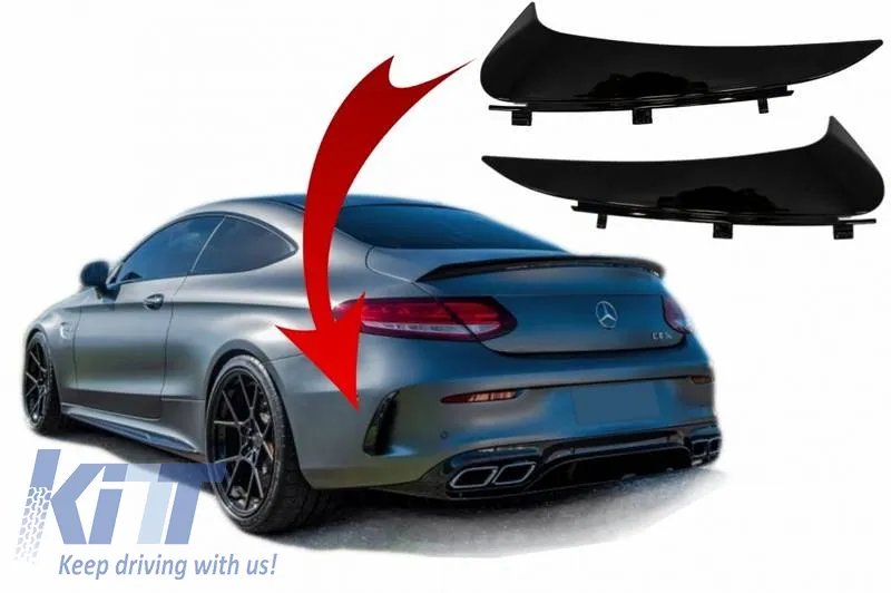 Rear Bumper Side Flaps / Vents suitable for Mercedes-Benz C-Class C205 Coupe With A Design Line Bumper Glossy Black 2 Pieces