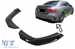 Rear Bumper Side Splitters Fins suitable for Mercedes A-Class V177 A35 Sedan (2018-Up) Piano Black