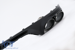 Rear Bumper Spoiler Valance Diffuser Double Outlet suitable for Audi Q8 S-Line (2018-up) Black Tips-image-6087478