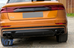 Rear Bumper Spoiler Valance Diffuser Double Outlet suitable for Audi Q8 S-Line (2018-2023) Black Tips-image-6261201
