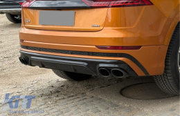 Rear Bumper Spoiler Valance Diffuser Double Outlet suitable for Audi Q8 S-Line (2018-2023) Black Tips-image-6261202