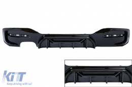 Rear Bumper Spoiler Valance Diffuser Left Double Outlet suitable for BMW 1 Series F20 F21 LCI (2015-06.2019) Piano Black with Carbon Look