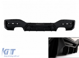 Rear Bumper Spoiler Valance Diffuser Twin Double Outlet suitable for BMW 1 Series F20 F21 LCI (2015-2019) Piano Black Competition Design - RDBMF20MCDOB