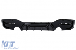 Rear Bumper Spoiler Valance Diffuser Twin Single Outlet suitable for BMW 1 Series F20 F21 LCI (2015-06.2019) Piano Black with Carbon Look