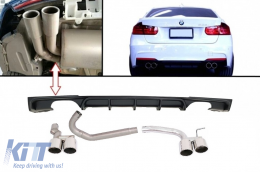 image-31-Rear Bumper Spoiler Valance Diffuser with Twin Double Exhaust Systems Muffler Tips M3 M Performance Design suitable for BMW 3 Series F30 F31 (2011-up) Limo Touring
