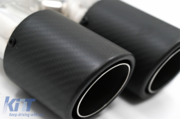 Rear Bumper suitable for BMW 3 Series E46 4D Sedan (1998-2004) M-Technik Design with Exhaust Muffler Tip Matte Carbon Fiber-image-6107143