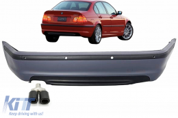 Rear Bumper suitable for BMW 3 Series E46 4D Sedan (1998-2004) M-Technik Design with Exhaust Muffler Tip Matte Carbon Fiber - CORBBME46MTPDCKLT