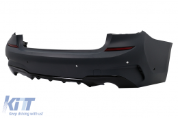 Rear Bumper suitable for BMW 3 Series G20 Sedan (2018-2022) Piano Black Diffuser-image-6105457