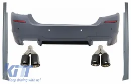 image-6-Rear Bumper suitable for BMW 5 Series F10 (2011-2017) with Side Skirts and Dual Twin Exhaust Muffler Tips Carbon Fiber M5 Design