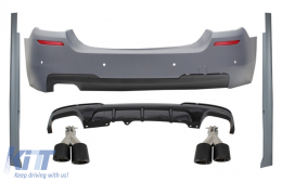 Rear Bumper suitable for BMW 5 Series F10 (2011-2017) Side Skirts with Diffuser and Dual Twin Exhaust Tips Carbon M-Performance Design - COCBBMF10MTRDGJET