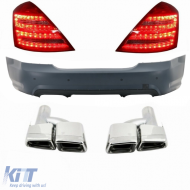 Rear Bumper suitable for MERCEDES S-Class W221 (2005-2010) with Exhaust Muffler Tips and LED Taillights
