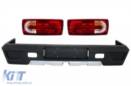 Rear Bumper suitable for Mercedes W463 G-Class (1989-2017) with Taillights Red Clear G63 G65 Design