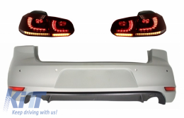 Rear Bumper suitable for VW Golf 6 VI (2008-2012) with Taillights FULL LED Dynamic Sequential Turning Light GTI Design - CORBVWG6GTIRCFW