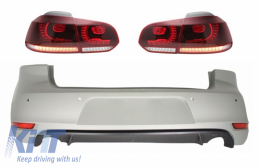 Rear Bumper suitable for VW Golf 6 VI (2008-2012) with Taillights FULL LED Cherry Red GTI Design