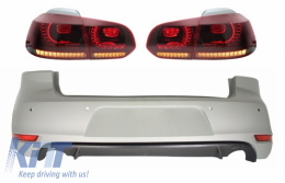 Rear Bumper suitable for VW Golf 6 VI (2008-2012) with Taillights FULL LED Dynamic Sequential Turning Light GTI Design - CORBVWG6GTIRSFW