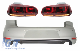 Rear Bumper suitable for VW Golf 6 VI (2008-2012) with Taillights FULL LED Dynamic Sequential Turning Light GTI Design