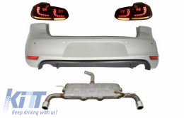 Rear Bumper suitable for VW Golf 6 VI (2008-2012) with Exhaust System and Taillights FULL LED Dynamic Sequential Turning Light GTI Design - CORBVWG6GTIESBFRCFV