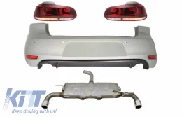 image-17-Rear Bumper suitable for VW Golf 6 VI (2008-2012) with Exhaust System and Taillights FULL LED Cherry Red GTI Design