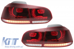 Rear Bumper suitable for VW Golf 6 VI (2008-2012) with Exhaust System and Taillights FULL LED Cherry Red GTI Design-image-6063810