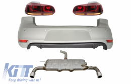 Rear Bumper suitable for VW Golf 6 VI (2008-2012) with Exhaust System and Taillights FULL LED Turning Light Static GTI Design