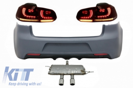 Rear Bumper suitable for VW Golf VI (2008-2013) R20 Design with Taillights Full LED Red Smoke and Exhaust System