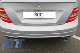 Rear Bumper Twin Single Outlet Diffuser suitable for MERCEDES C-Class W204 (2011-2014) C350 Style Sport Line-image-6010627