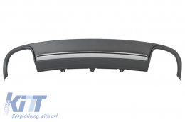 Rear Bumper Valance Air Diffuser Exhaust Muffler Tips suitable for Audi A4 B8 Pre Facelift Limousine Avant (2008-2011) S4 Design-image-6026745