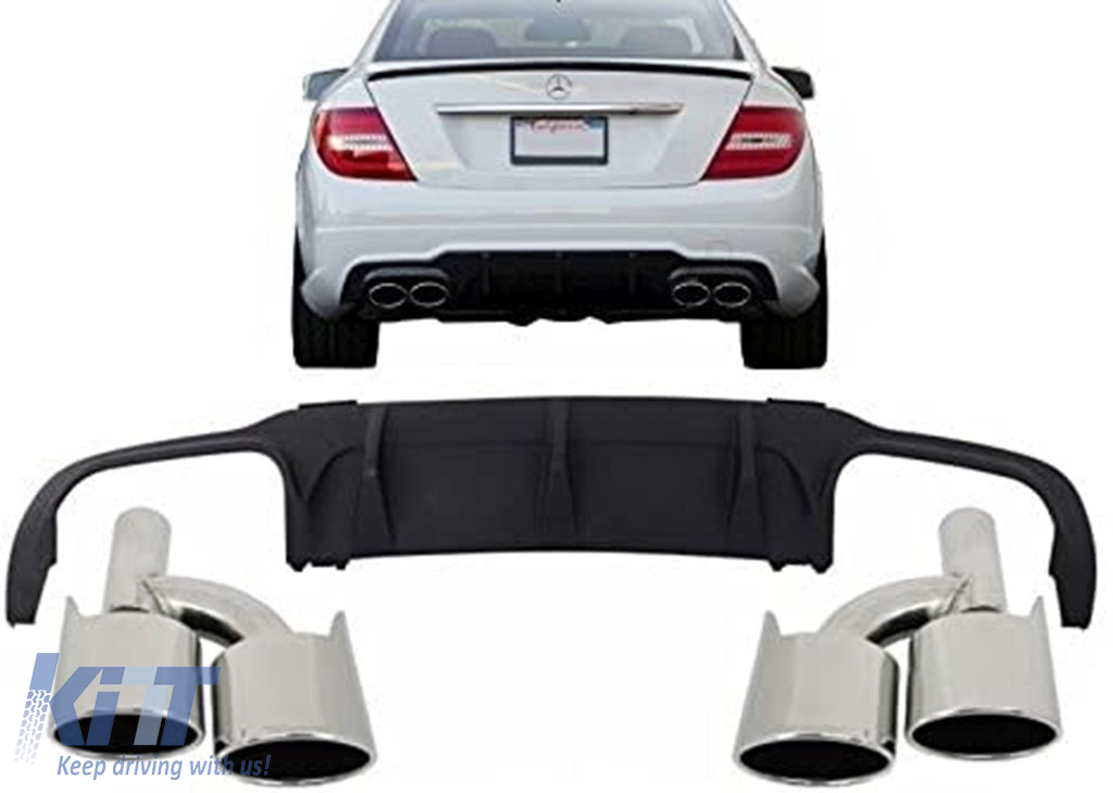 Rear Bumper Valance Air Diffuser Muffler Tips suitable for Mercedes C