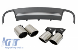 image-67-Rear Bumper Valance Air Diffuser suitable for Audi A4 B8 Pre Facelift (2008-2011) with Exhaust Muffler Tips Tail Pipes Limousine/Avant S4 Design