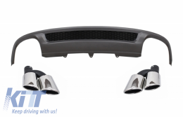 Rear Bumper Valance Air Diffuser suitable for Audi A4 B8 Facelift Limousine/Avant (2012-2015) with Exhaust Muffler Tips Tail Pipes S-Line Design only Standard Bumper - CORDAUA4B8S4FNTY