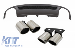 image-3-Rear Bumper Valance Air Diffuser suitable for AUDI A4 B8 Pre Facelift Limousine/Avant (2008-2011) with Exhaust Muffler Tips Tail Pipes S-Line Design only Standard Bumper