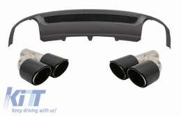 image-4-Rear Bumper Valance Air Diffuser suitable for Audi A4 B8 Pre Facelift Limousine Avant (2008-2011) with Carbon Fiber Exhaust Muffler Tips S-Line Design only Standard Bumper