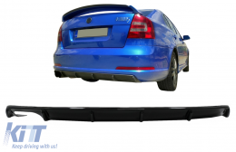 Rear Bumper Valance Air Diffuser suitable for Skoda Octavia II (2004-2009) Piano Black-image-6089917