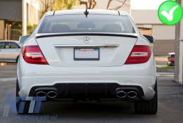 Rear Bumper Valance Air Diffuser with Exhaust Muffler Tips suitable for MERCEDES C-class W204 C204 AMG Sport Line (2012-2014) Limousine Coupe-image-6005286