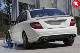 Rear Bumper Valance Air Diffuser with Exhaust Muffler Tips suitable for MERCEDES C-class W204 C204 AMG Sport Line (2012-2014) Limousine Coupe-image-6005287