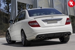 Rear Bumper Valance Air Diffuser with Exhaust Muffler Tips suitable for MERCEDES C-class W204 C204 AMG Sport Line (2012-2014) Limousine Coupe-image-6017259