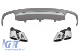 Rear Bumper Valance Air Diffuser with Exhaust Muffler Tips suitable for Audi A6 4G (2012-2015) S6 Design - CORDAUA64GS6