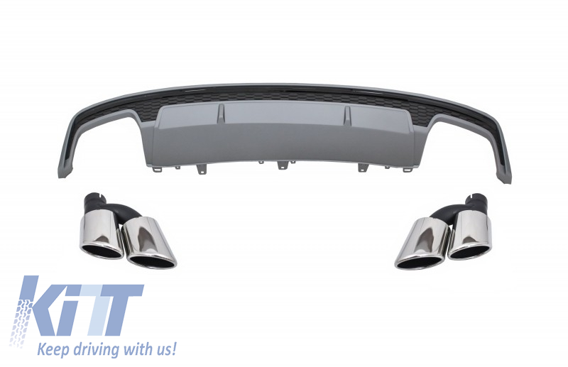 Hátsó lökhárító karmantyú légbefúvó kipufogó kipufogóvégekkel, végcsövekkel, AUDI A7 4G Facelifthez (2015-2018) S7 Design