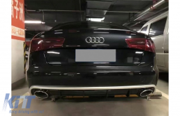 Rear Bumper Valance Diffuser and Exhaust Tips suitable for Audi A6 4G C7 Facelift (2015-2018) RS6 Design-image-6126583
