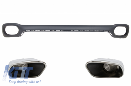 image-1-Rear Bumper Valance Diffuser and Square Exhaust Tips suitable for BMW X6 F16 V8 Design M-Tech Style