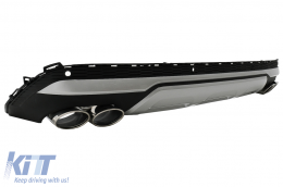 Rear Bumper Valance Diffuser Double Outlet with Exhaust Muffler Tips suitable for Audi Q7 SUV 4M Facelift (2020-up) SQ7 Design-image-6098117