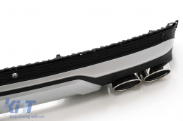 Rear Bumper Valance Diffuser Double Outlet with Exhaust Muffler Tips suitable for Audi Q7 SUV 4M Facelift (2020-up) SQ7 Design-image-6098118