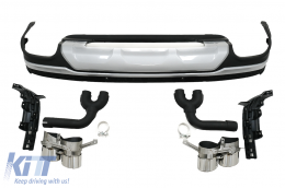 Rear Bumper Valance Diffuser Double Outlet with Exhaust Muffler Tips suitable for Audi Q7 SUV 4M Facelift (2020-up) SQ7 Design-image-6098125