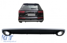 image-27-Rear Bumper Valance Diffuser Double Outlet suitable for Audi Q7 SUV 4M (2015-2019) Standard Bumper