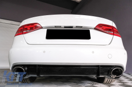 Rear Bumper Valance Diffuser & Exhaust Tips suitable for Audi A4 B8 B8.5 Limousine Avant Facelift (2012-2015) RS4 Design-image-6083858