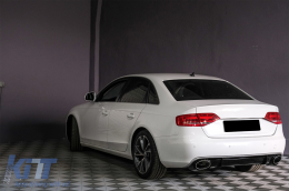 Rear Bumper Valance Diffuser & Exhaust Tips suitable for Audi A4 B8 B8.5 Limousine Avant Facelift (2012-2015) RS4 Design-image-6083860