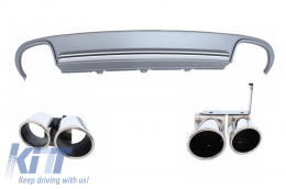 Rear Bumper Valance Diffuser & Exhaust Tips suitable for AUDI A4 B8 Sedan Facelift (2012-2015) S4 Design - RDAUS4F