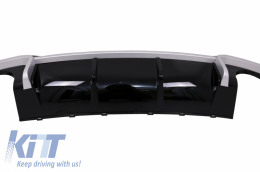 Rear Bumper Valance Diffuser & Exhaust Tips suitable for AUDI A3 8V Facelift (2016-2019) Sline Sedan RS3 Design only S-line Bumper-image-6040987