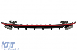 Rear Bumper Valance Diffuser & Exhaust Tips suitable for Audi A6 C8 4K Avant Sedan (2018-up) RS6 Design Red-image-6075731