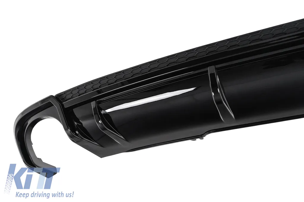 Rear Bumper Valance Diffuser Exhaust Tips suitable for Audi A4 B9 8W (2016-2018) Sedan Avant RS4 Design Black